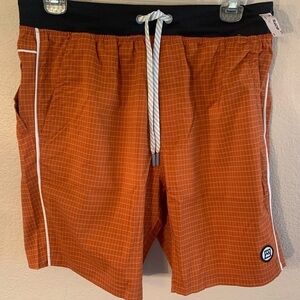 NWT Men’s Shorts Medium Avalanche Outdoor Supply Orange White Checkered Pattern